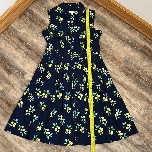Charter Club Women's Blue Shirt Dress Size 6 Lemon Novelty Print Rockabilly - Picture 11 of 15